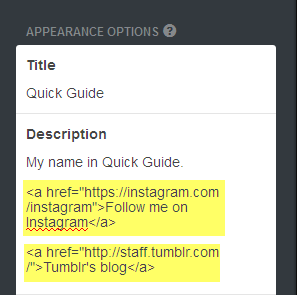 How to Add Link in Tumblr Bio - Add the link