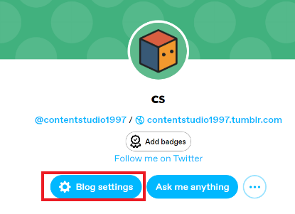 How to Add Link in Tumblr Bio - Select the Blog Settings