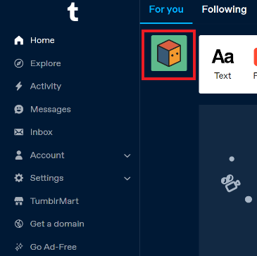 How to Add Link in Tumblr Bio - Select the Profile icon