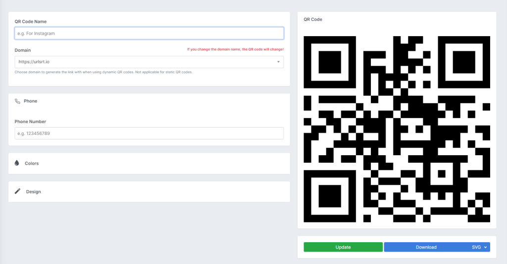 Create QR Code For Phone Number - Select Download