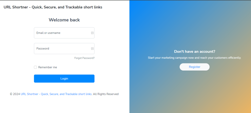 How to Activate 2FA on URLSrt.io - Login with your account credentials