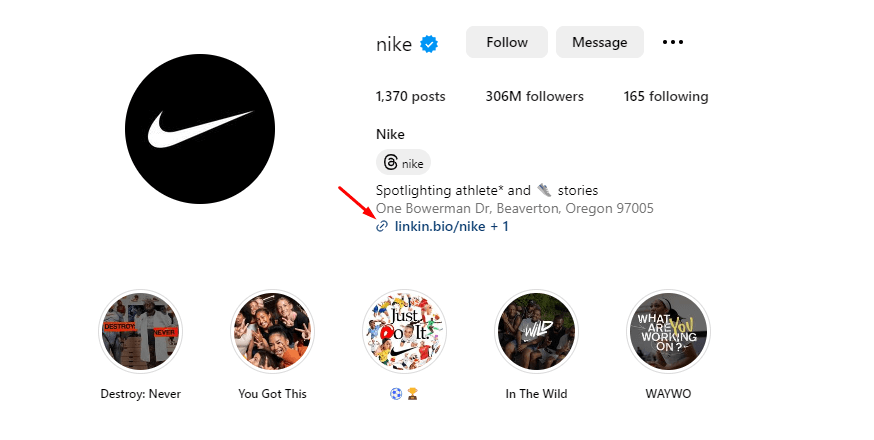 Nike Instagram Profile