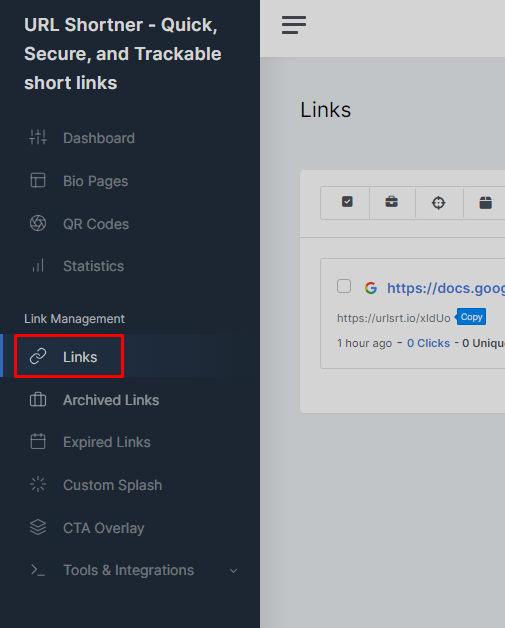 Delete URLSrt.io Short Links