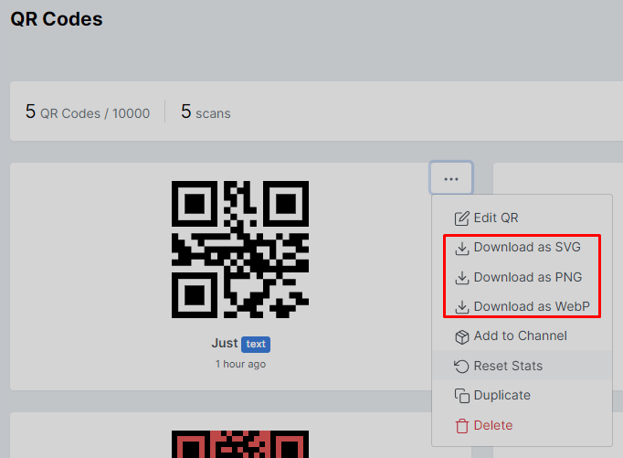 Download QR Code in URLSrt.io website