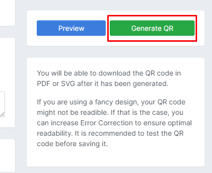 Click on Generate QR