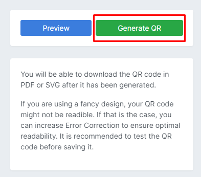 Click on Generate QR