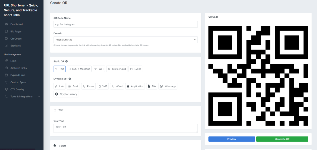  QR Code Create Page