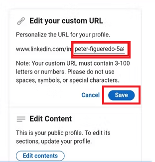 Custom LinkedIn URL - Edit the URL